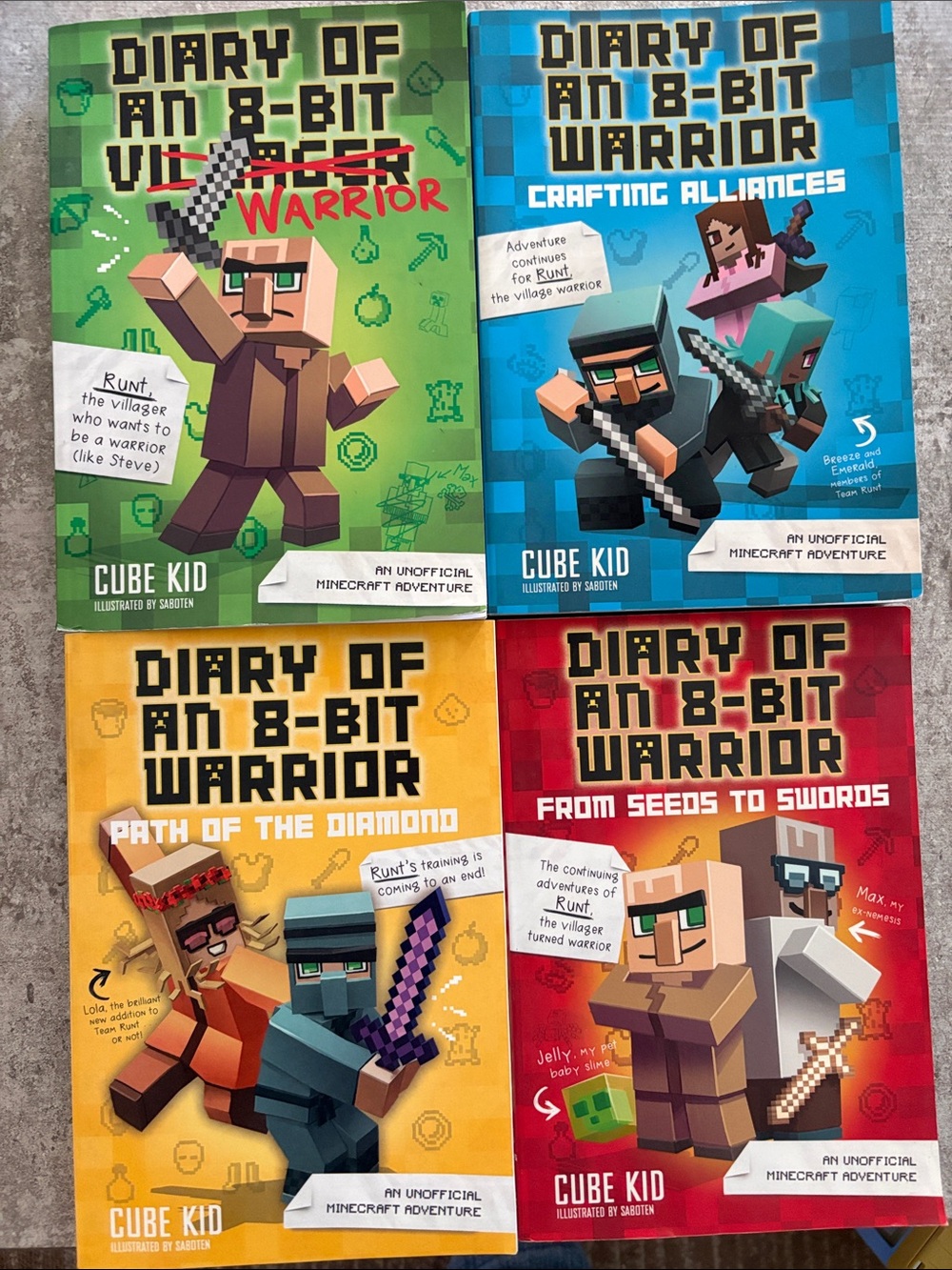 Diary of an 8-Bit Warrior Kids Book Bundle - Green, Blue, Yellow, Red Covers